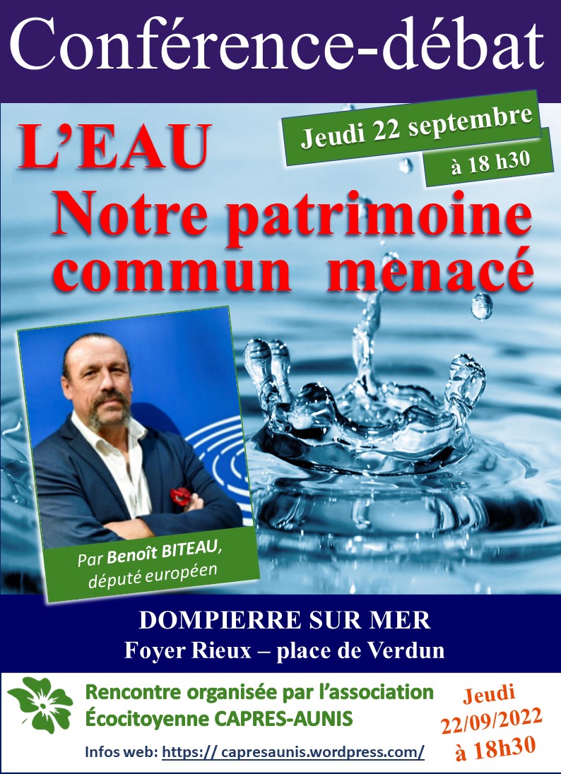 CONFÉRENCE-DÉBAT L'EAU, notre patrimoine commun menacé